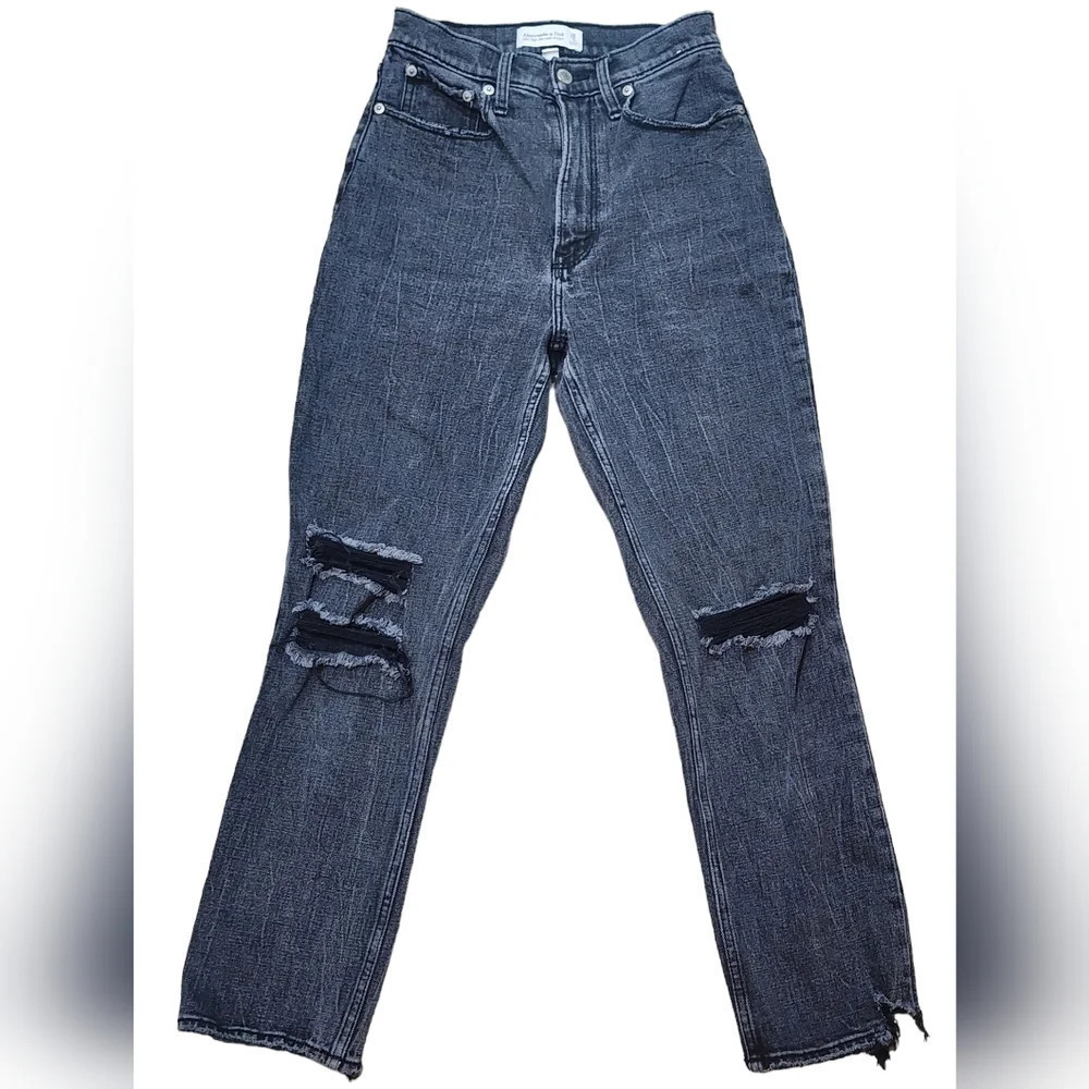 Abercrombie & Fitch Womens Ultra High Rise Ankle Straight Black Jeans